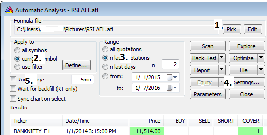 Automatic Analysis Settings