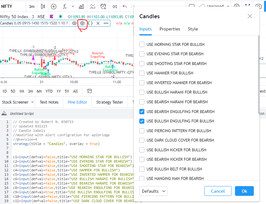 Configuring input- TradingView