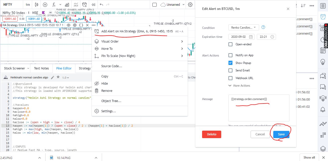 Settings Alerts for Auto Trading with APIBridge