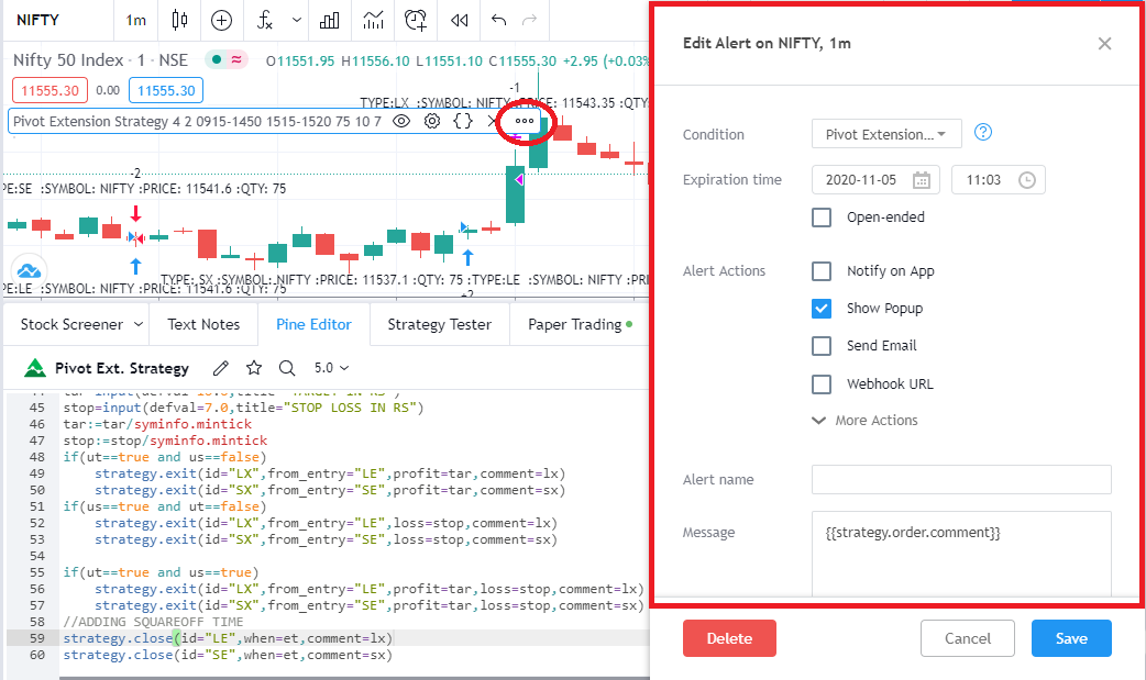 Settings Alerts for Auto Trading with API Bridge