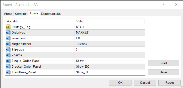 change the Input Parameters