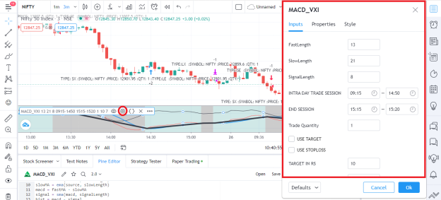 MACD VXI Algo Strategy